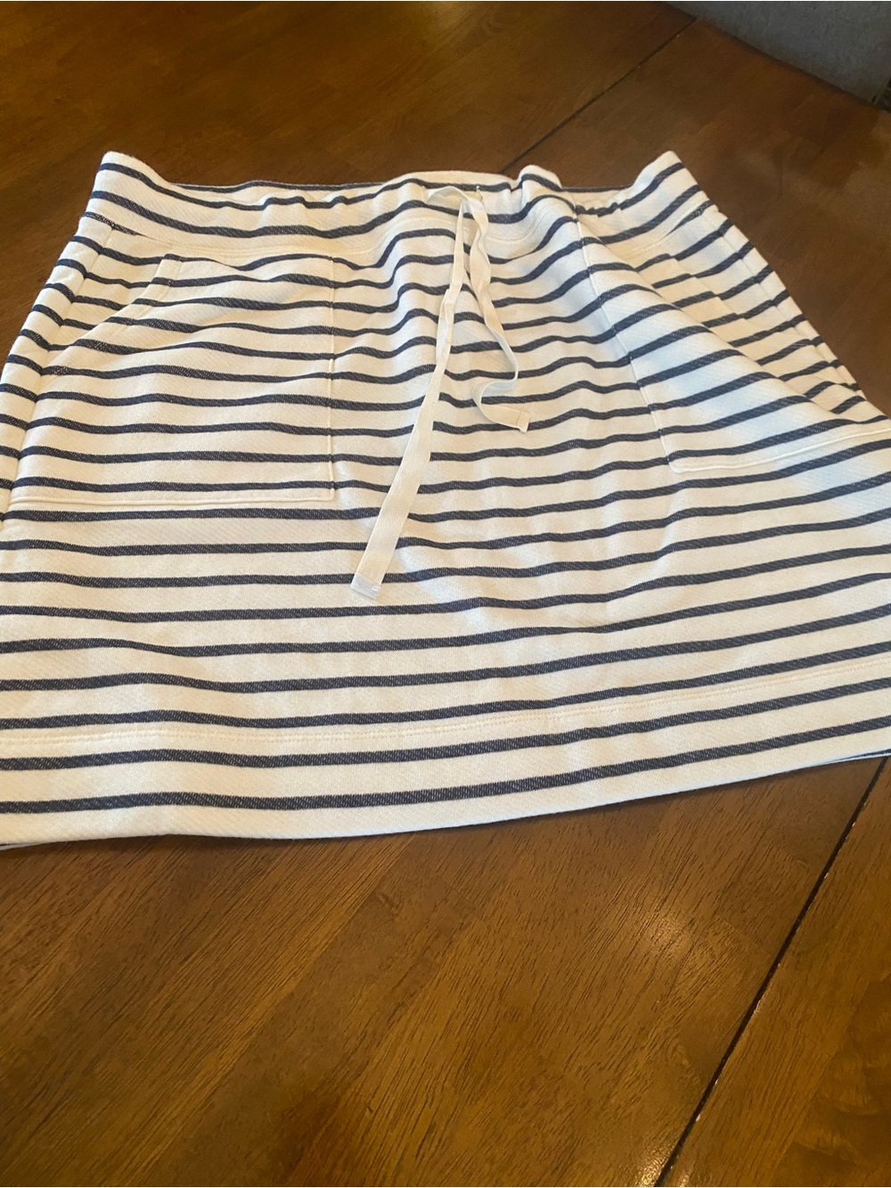 Striped Drawstring Mini Skirt - White & Navy. J Crew summer beachy vibe. NWT xl
